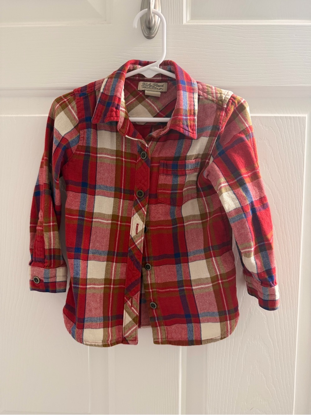 Lucky Brand Kids Red Plaid Button-Down Shirt with Blue & Green Stripes